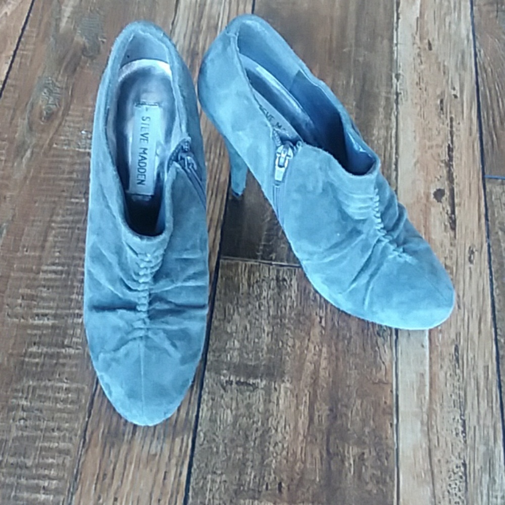Gray suede booties